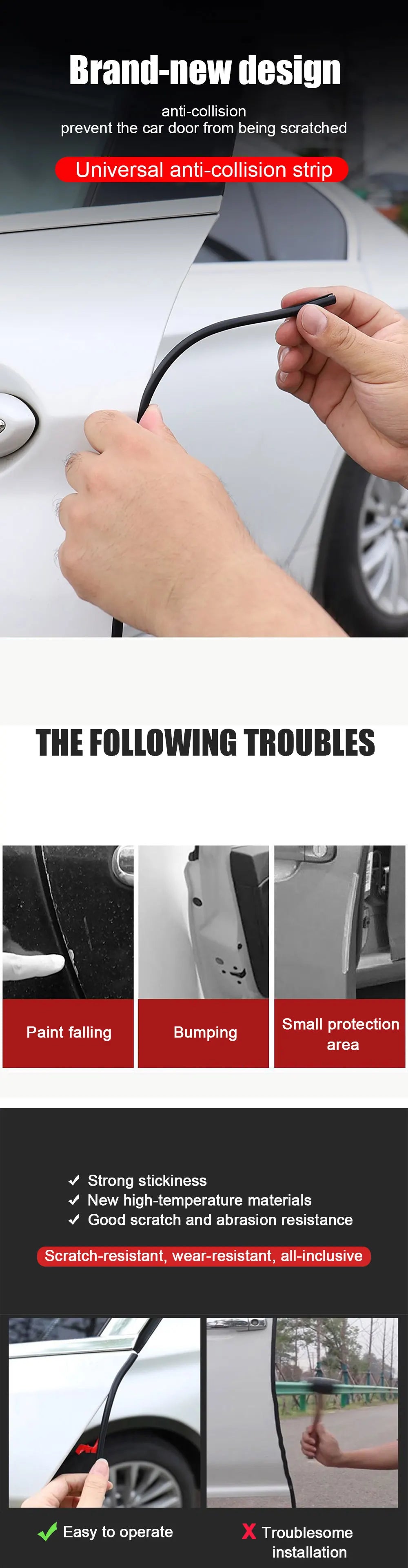 Car Door Edge Protector Strip - U-Shape Rubber Guard