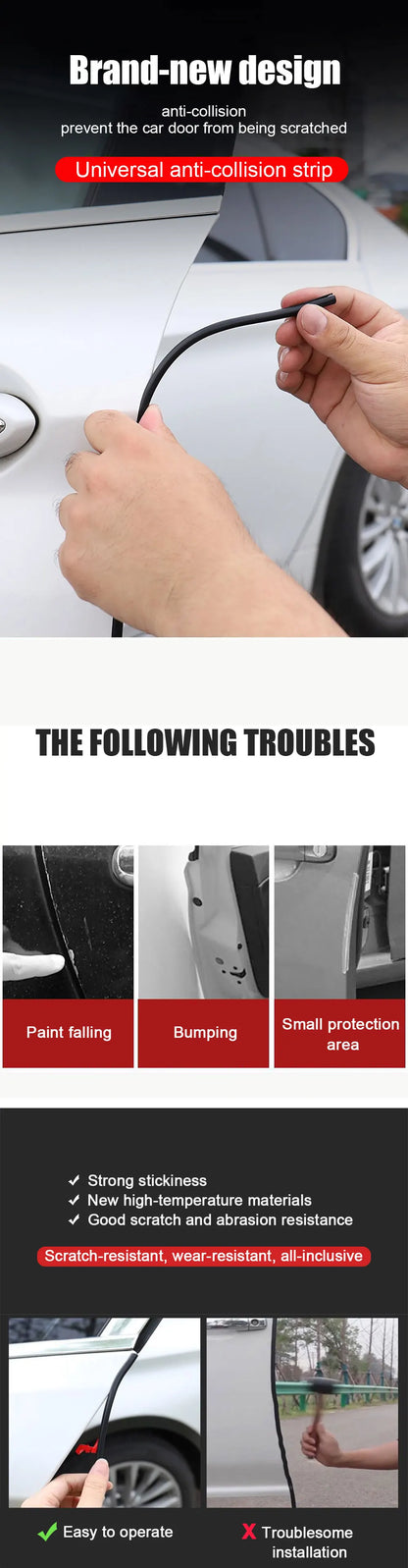 Car Door Edge Protector Strip - U-Shape Rubber Guard